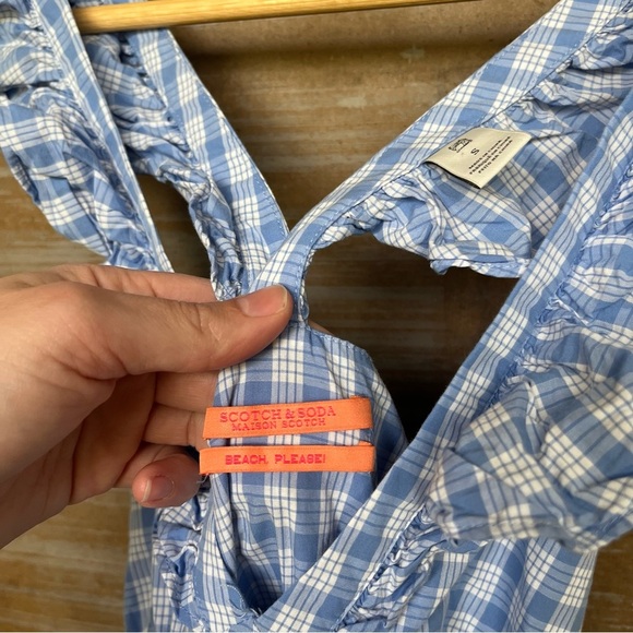 Scotch & Soda Gingham Ruffle Maxi Dress 100% Cotton Boho Preppy Womens S - Picture 6 of 9